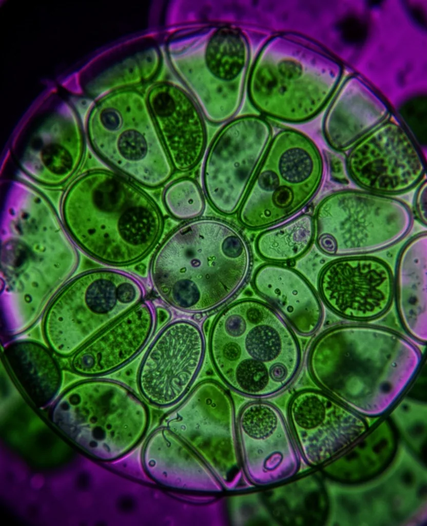 Visualización microscópica botánica